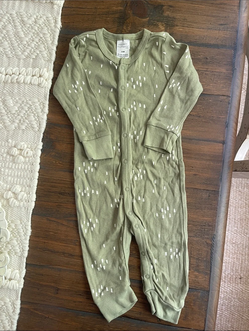 Olive Green Baby One-Piece - Snap Front